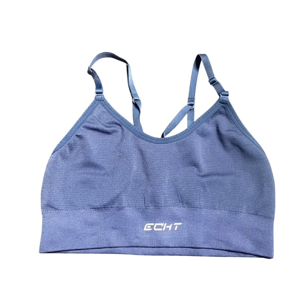 ECHT Sports Bra Blue Seamless Crisscross Back Workout Activewear‎ Small